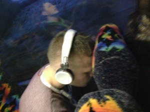 Benny was a tad tired having to wake up at 6am for the Dublin bus! 